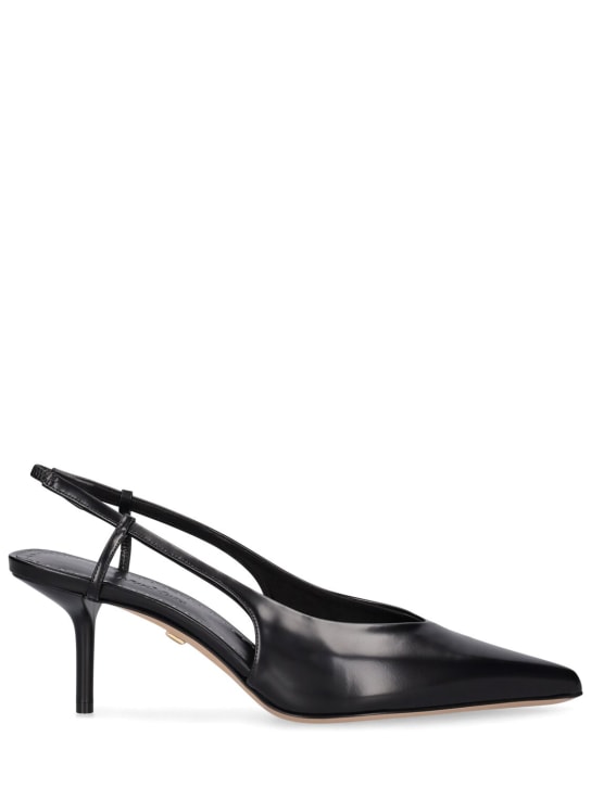 Max Mara: Zapatos destalonados de piel 65mm - Negro - women_0 | Luisa Via Roma