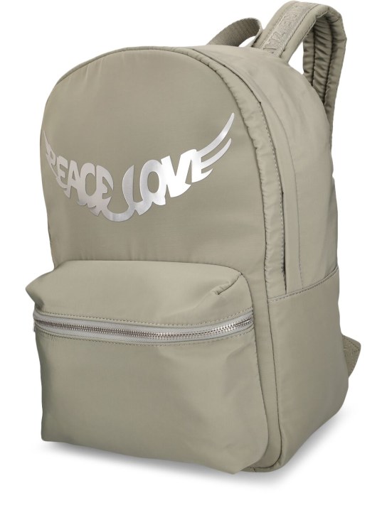 Zadig&Voltaire: Printed logo nylon backpack - Khaki - kids-boys_1 | Luisa Via Roma