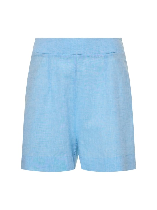 Ermanno Scervino: Linen high rise shorts - Light Blue - women_0 | Luisa Via Roma