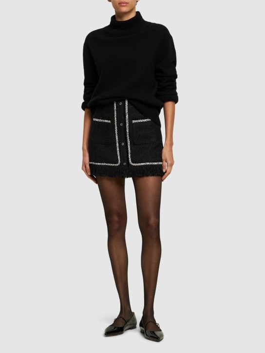 Giuseppe Di Morabito: Embellished bouclé mini skirt - Siyah - women_1 | Luisa Via Roma