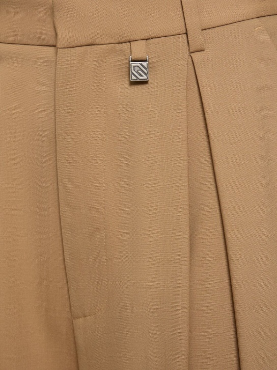 Giuseppe Di Morabito: Stretch wool wide pants - Beige - women_3 | Luisa Via Roma