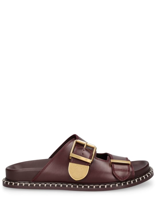 Chloé: 20mm Rebecca leather flat sandals - Brown - women_0 | Luisa Via Roma
