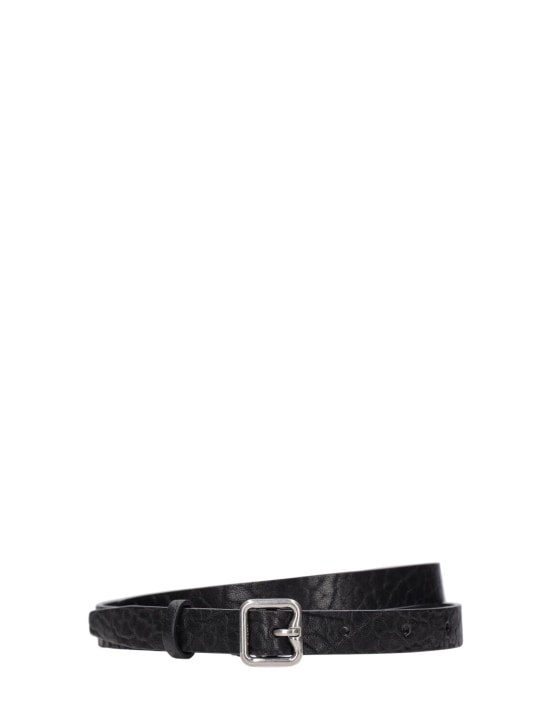 Burberry: 15mm LB B buckle leather belt - Black - women_0 | Luisa Via Roma