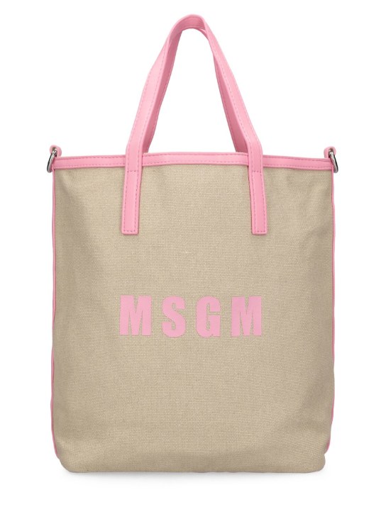 MSGM: Small canvas shopping bag - Pembe - women_0 | Luisa Via Roma