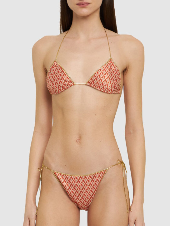 Reina Olga: Bikini a triangolo stampato - Arancione/Multi - women_1 | Luisa Via Roma
