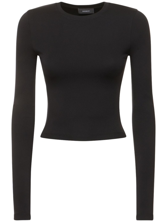 Wardrobe.nyc: T-shirt en jersey stretch opaque - Noir - women_0 | Luisa Via Roma