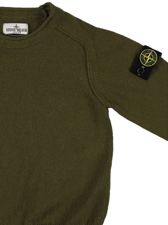 Stone Island: Organic cotton knit sweater - Dark Green - kids-boys_1 | Luisa Via Roma
