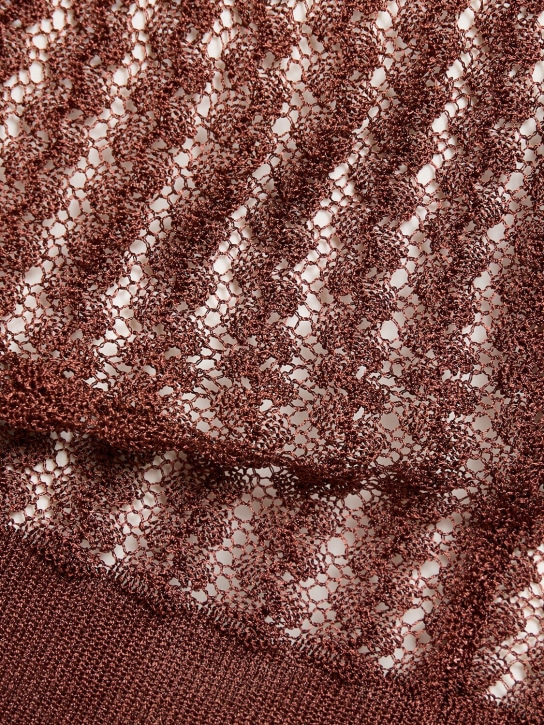 Bonsai: Oversize viscose & nylon knit l/s polo - Brown - men_3 | Luisa Via Roma