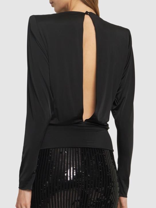 Alexandre Vauthier: Draped viscose jersey l/s top - women_2 | Luisa Via Roma