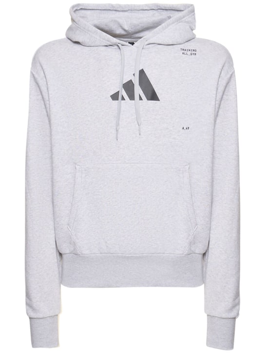 adidas Performance: Logo hooded sweatshirt - Light Grey - men_0 | Luisa Via Roma