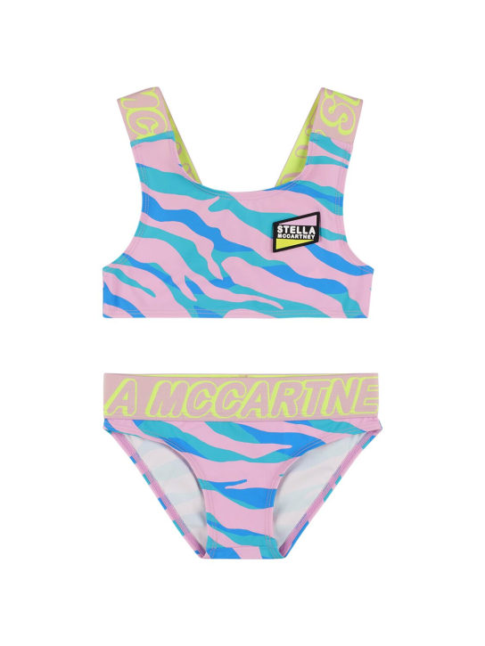 Stella Mccartney Kids: Printed stretch tech bikini set - Multicolor - kids-girls_0 | Luisa Via Roma