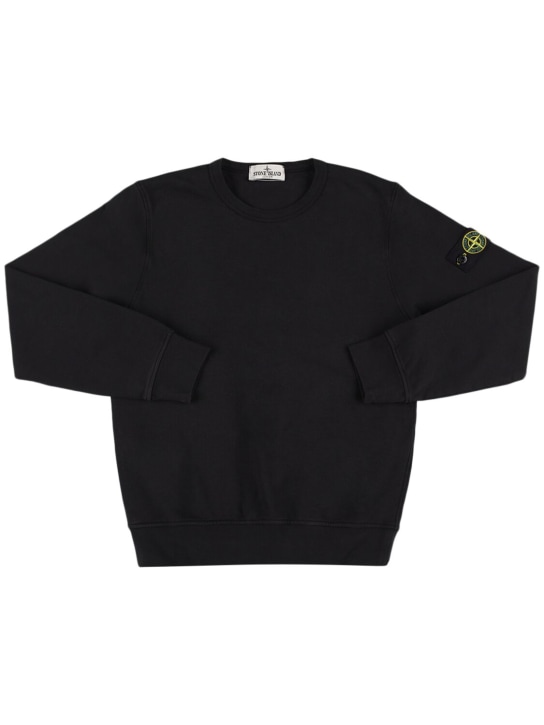 Stone Island: Cotton blend sweatshirt w/ logo patch - Siyah - kids-boys_0 | Luisa Via Roma