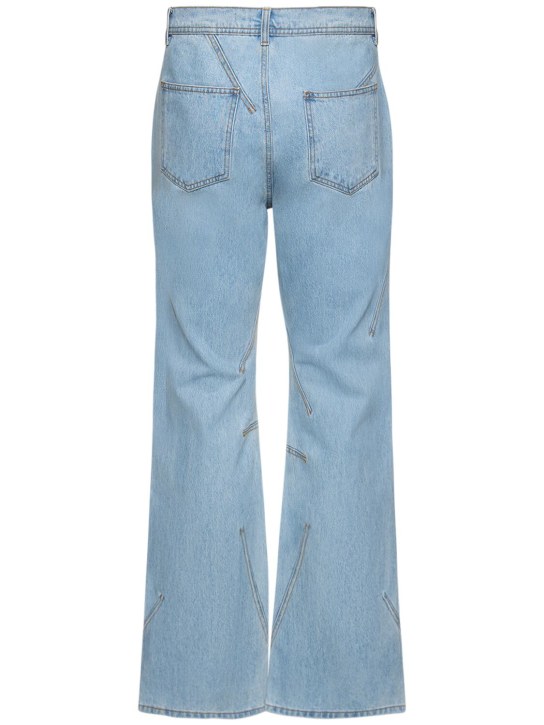 Andersson Bell: Tripot coated cotton flared jeans - Light Blue - men_4 | Luisa Via Roma