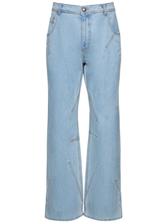 Andersson Bell: Tripot coated cotton flared jeans - Light Blue - men_0 | Luisa Via Roma