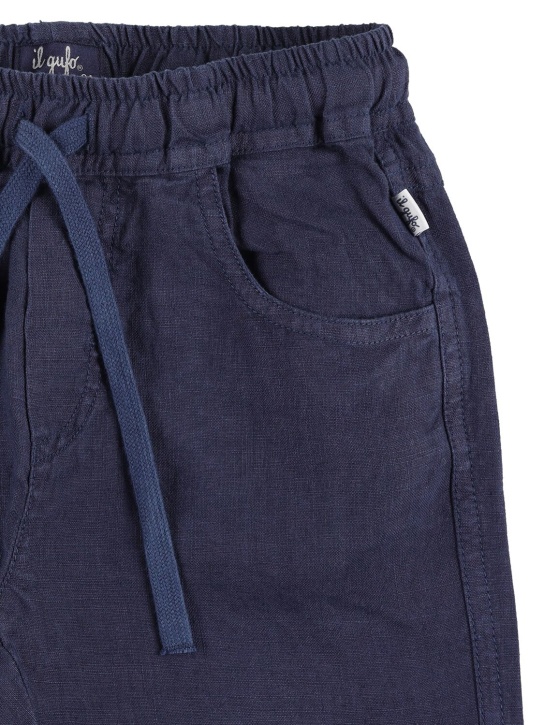 Il Gufo: Linen pants w/drawstring - Blue - kids-boys_1 | Luisa Via Roma
