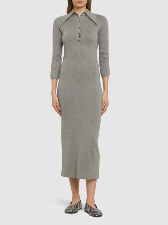 16arlington: Alerone silk & cotton midi polo dress - Grey - women_1 | Luisa Via Roma