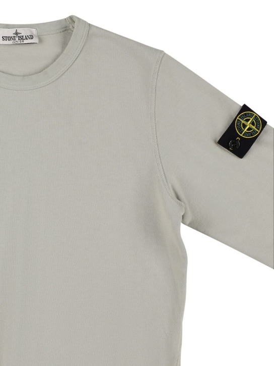 Stone Island: Cotton blend sweatshirt w/ logo patch - Grey - kids-boys_1 | Luisa Via Roma