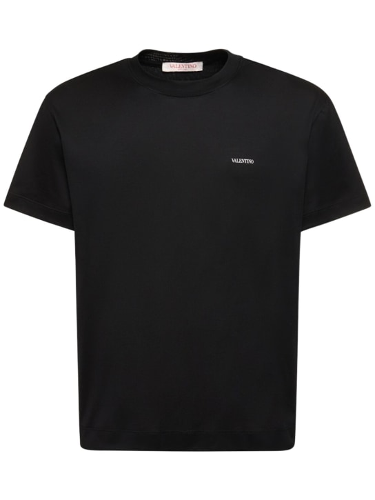 Valentino: Camiseta de algodón - Negro - men_0 | Luisa Via Roma