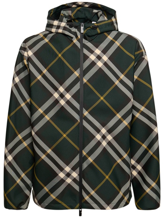 Burberry: Check print hooded nylon jacket - Ivy Check - men_0 | Luisa Via Roma