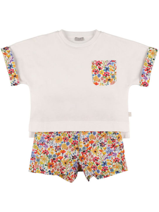 Il Gufo: T-Shirt aus Baumwolljersey mit Shorts aus Popeline - Gelb - kids-girls_0 | Luisa Via Roma