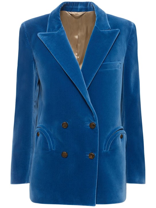 Blazé Milano: Jealousy Sugar cotton velvet blazer - Blue - women_0 | Luisa Via Roma
