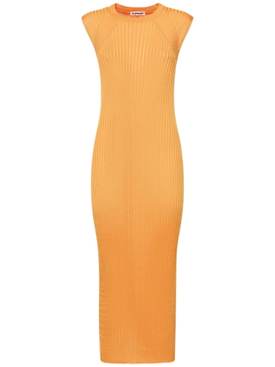 Jil Sander: Sleeveless jersey midi dress - Orange - women_0 | Luisa Via Roma