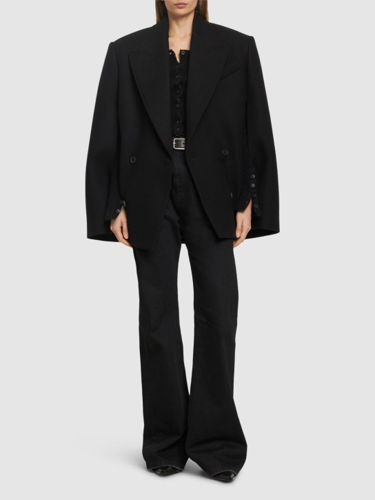 Wardrobe.nyc: Cape courte en laine à double boutonnage - Noir - women_1 | Luisa Via Roma