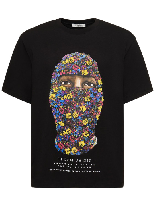 Ih Nom Uh Nit: T-Shirt mit mehrfarbiger Blumenmaske - Schwarz - men_0 | Luisa Via Roma