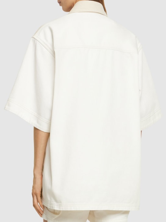 Stella McCartney: 短袖牛仔衬衫夹克 - 淡褐色 - women_2 | Luisa Via Roma