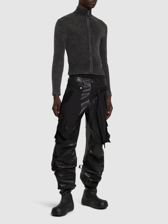 Andersson Bell: Raptor layered cotton cargo pants - Black - men_1 | Luisa Via Roma