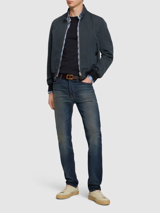 Tom Ford: Veste zippée en soie et popeline de coton - Encre - men_1 | Luisa Via Roma