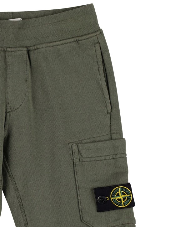 Stone Island: Cotton sweat shorts - Dark Green - kids-boys_1 | Luisa Via Roma