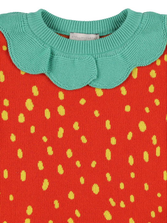 Stella Mccartney Kids: Suéter de punto de algodón - Rojo/Multi - kids-girls_1 | Luisa Via Roma
