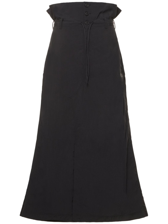 Y-3: Long crack high waist nylon skirt - Siyah - women_0 | Luisa Via Roma