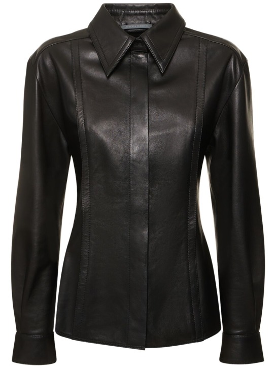 Alberta Ferretti: レザーシャツ - ブラック - women_0 | Luisa Via Roma