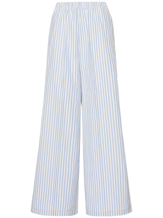 Forte_forte: Chic striped taffeta palazzo pants - Blue - women_0 | Luisa Via Roma