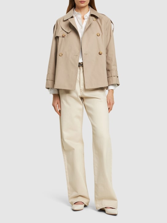 Max Mara: Dtrench cotton twill short jacket - Beige - women_1 | Luisa Via Roma