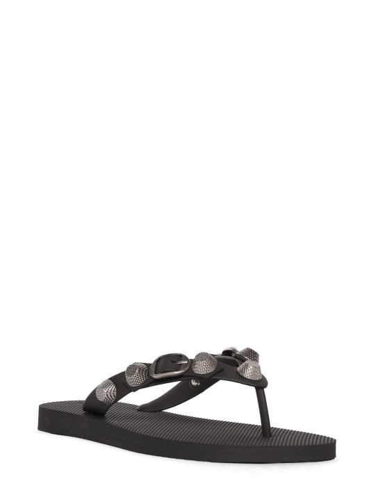 Balenciaga: 20mm Cagole rubber flip flops - Siyah/Gümüş - women_1 | Luisa Via Roma