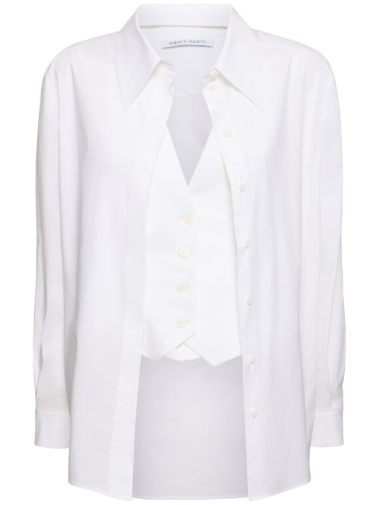 Alberta Ferretti: Stretch poplin shirt with vest - White - women_0 | Luisa Via Roma