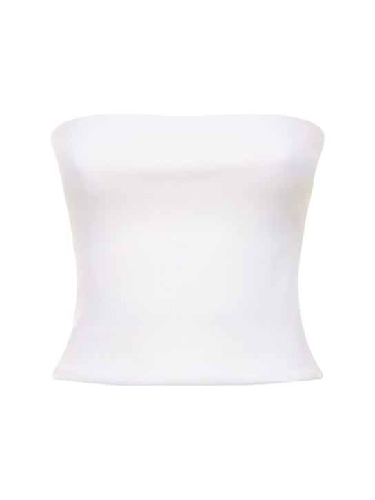 Wardrobe.nyc: Strapless opaque stretch jersey top - Beyaz - women_0 | Luisa Via Roma