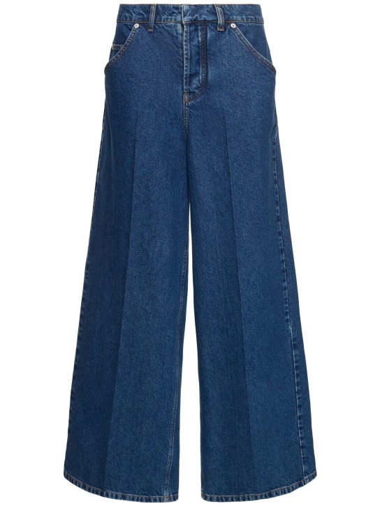 Philosophy Di Lorenzo Serafini: High rise cotton blend denim wide jeans - Blue - women_0 | Luisa Via Roma