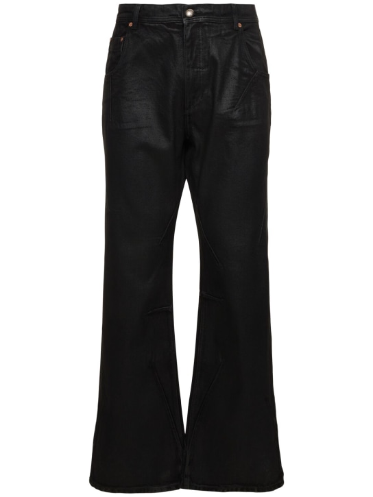 Andersson Bell: Tripot coated cotton flared jeans - Black - men_0 | Luisa Via Roma