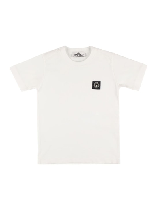Stone Island: Cotton jersey logo t-shirt - White - kids-boys_0 | Luisa Via Roma