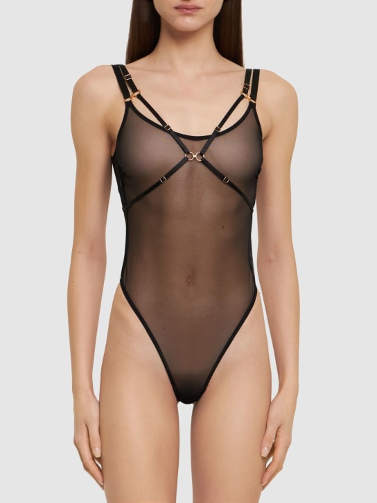 Bordelle: Vero Harness mesh bodysuit - Black - women_1 | Luisa Via Roma