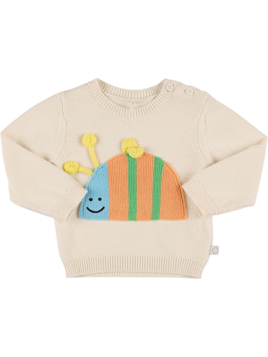 Stella Mccartney Kids: Organic blend embroidered knit sweater - White - kids-boys_0 | Luisa Via Roma