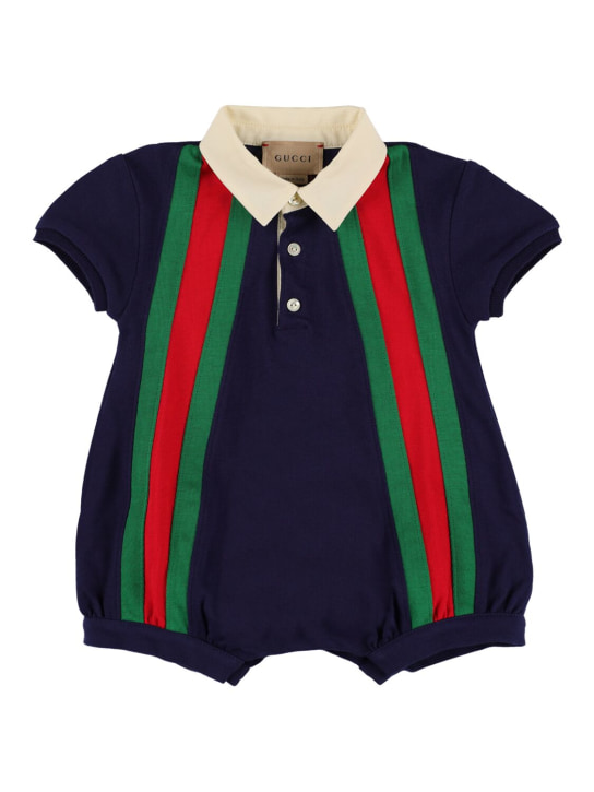 Gucci: Pelele de algodón - Navy/Multi - kids-boys_0 | Luisa Via Roma