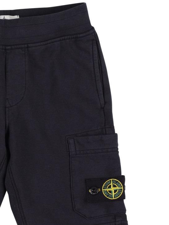 Stone Island: Cotton sweat shorts - Navy - kids-boys_1 | Luisa Via Roma