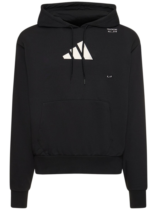 adidas Performance: Logo hooded sweatshirt - Black - men_0 | Luisa Via Roma