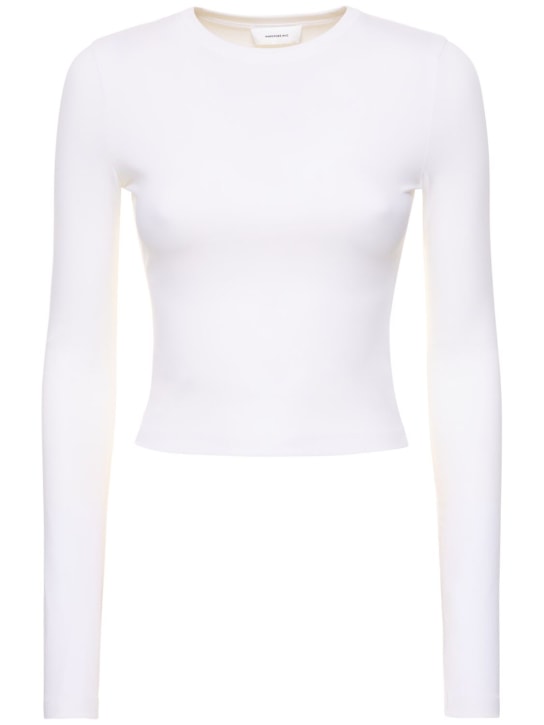 Wardrobe.nyc: 哑光弹力平纹针织T恤 - 白色 - women_0 | Luisa Via Roma