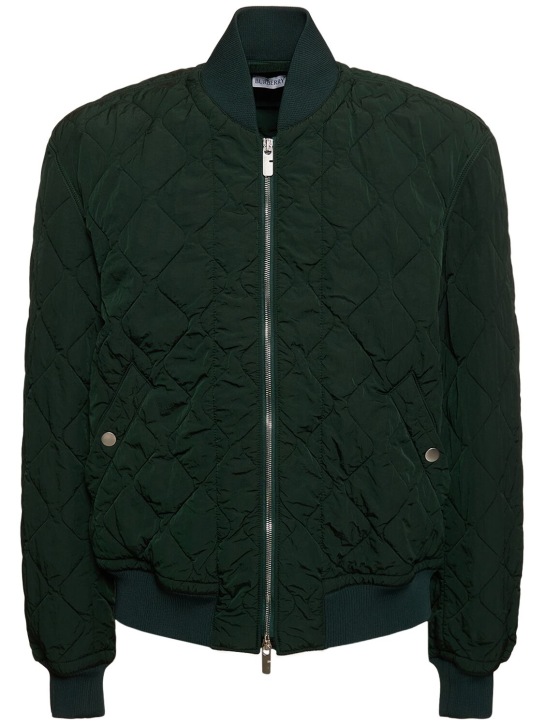 Burberry: Quilted nylon bomber jacket - Ivy Green - men_0 | Luisa Via Roma